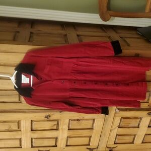 Motherhood Maternity Button Up Red Corduroy Dress Medium Christmas Holiday